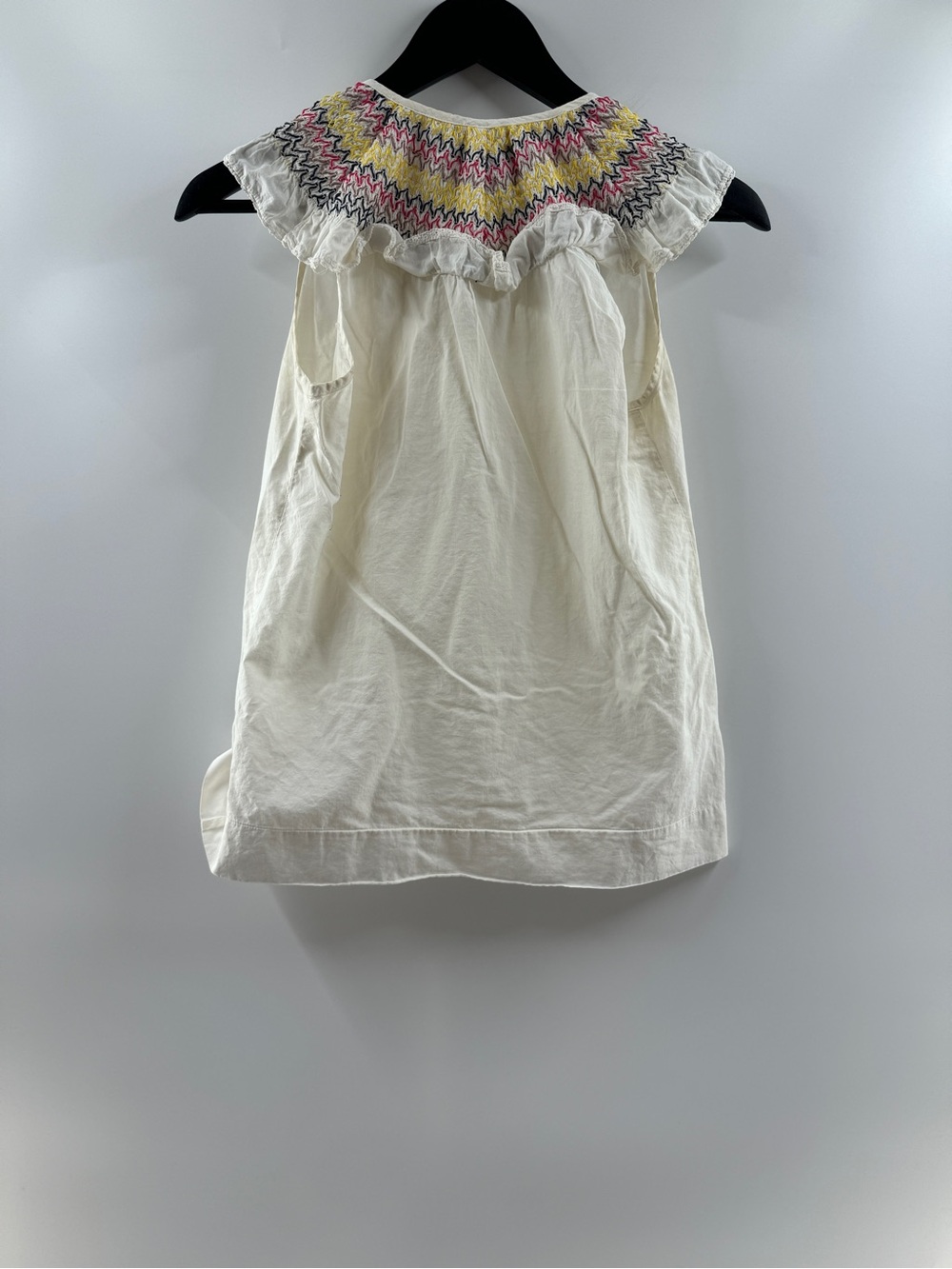 One September Cream Embroidered Ruffle Tank Top – Women's Size 2 (Small) - Picture 6 of 8